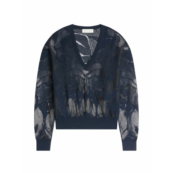 ドリス・ヴァン・ノッテン レディース 編み物\u0026スウェーター アウター Lace v-neck sweater Blue