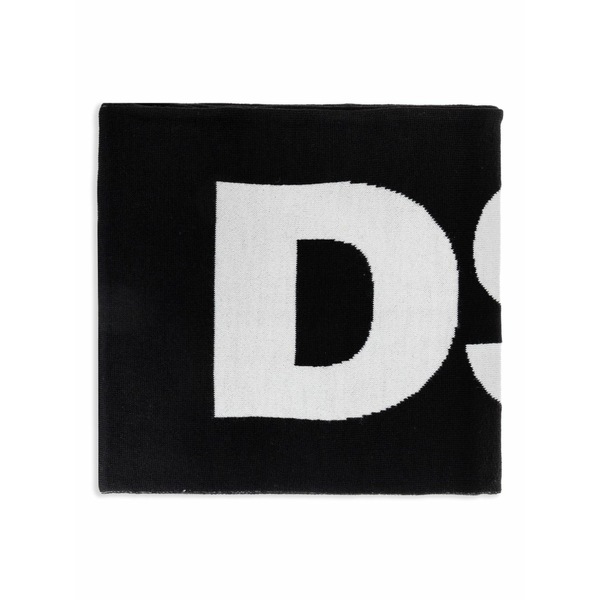 ディースクエアード メンズ 消音装置・袈裟・えり巻き 添え物 Logo-embellished knitted scarf Black