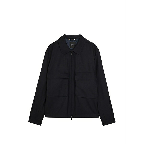 ボス メンズ ジャケット＆ブルゾン アウター Patch pocket zip jacket Blue｜asty