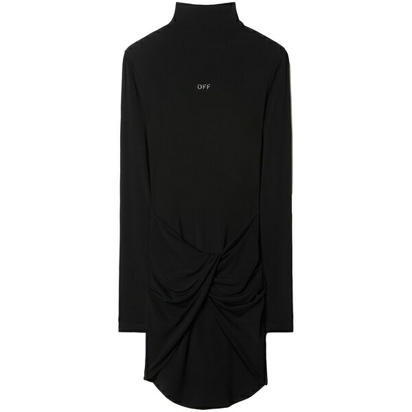 オフホワイト レディース ワンピース トップス Twist-detail long-sleeve minidress Black｜asty