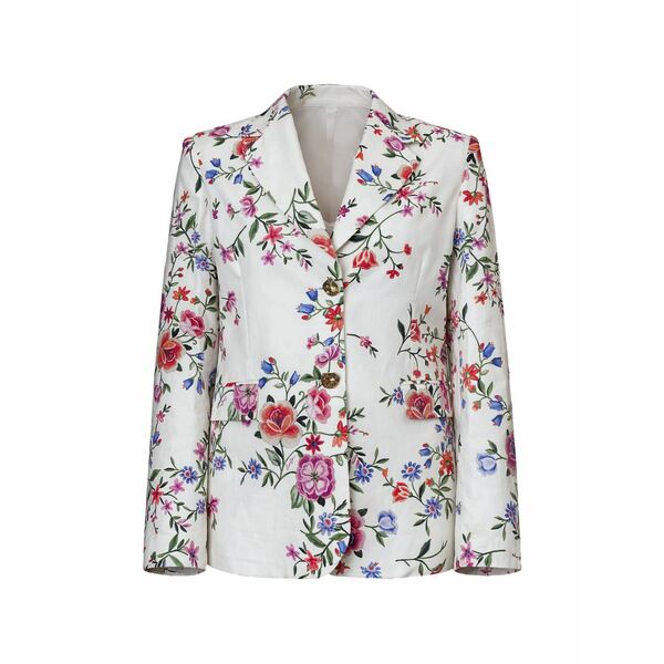 リュージョー レディース ジャケット＆ブルゾン アウター Floral button blazer White｜asty