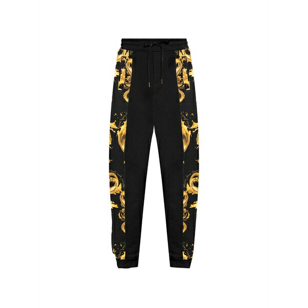 呼びりん探し回る メンズ 心地好いズボン下 ボトムス Chromo couture-print drawstring-detail cotton track pants Black