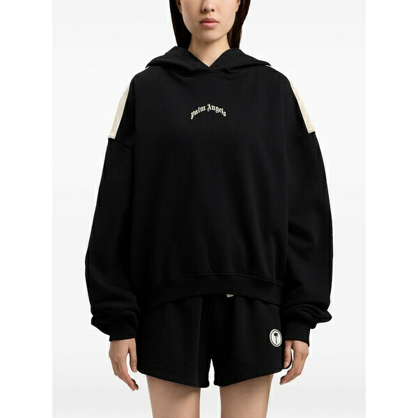 パーム・エンジェルス レディース パーカー・スウェットシャツ アウター Curved-logo hoodie Black