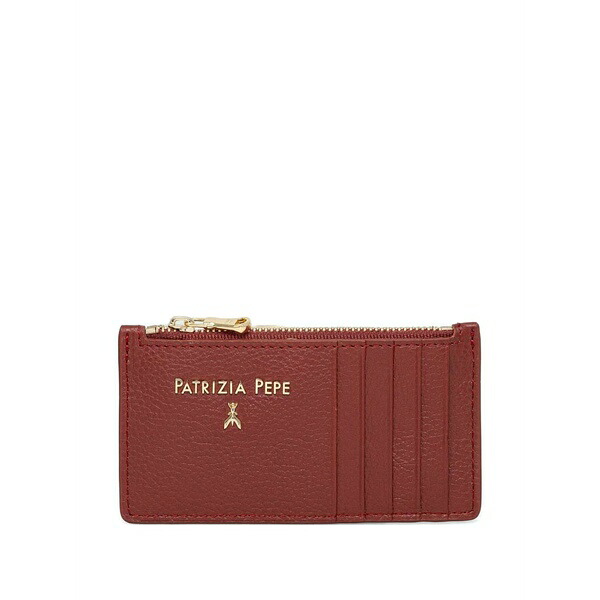 パトリツィア ペペ レディース がま口 付属品 Logo-lettering leather card holder  Red バッグ・小物・ブランド雑貨-財布・ケース