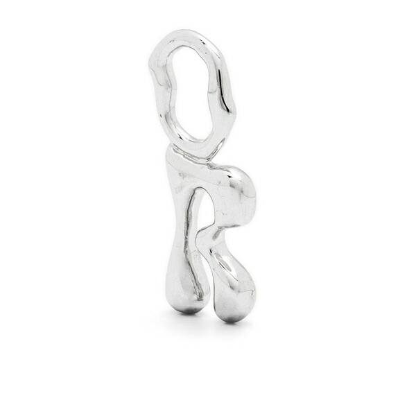 マリア ブラック レディース ピアス&イヤリング アクセサリー Fluent letter r pendant Silver|asty