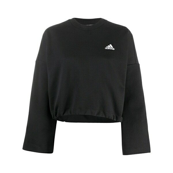 アディダス レディース ニット&セーター アウター 3-stripes cropped sweatshirt Black|asty