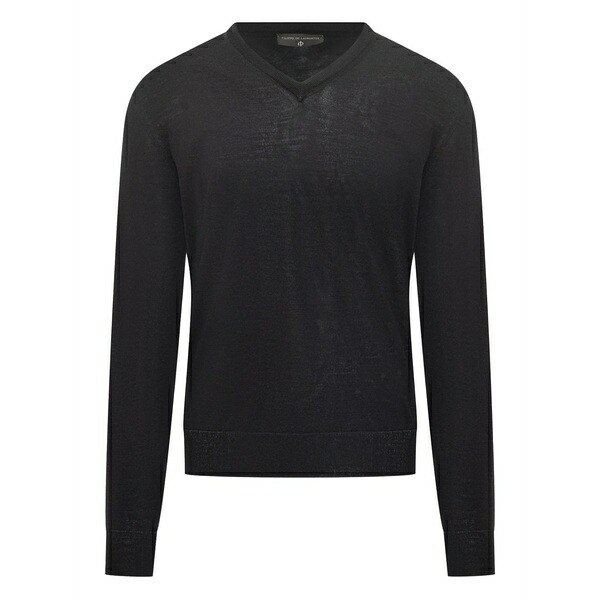 フィリッポ デ ラウレンティス メンズ 編み物\u0026プルオーバー アウター V-neck sweater Blue