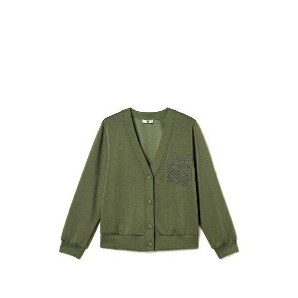 ツイン仕掛ける レディース ジレー アウター Crochet-detail cardigan Green