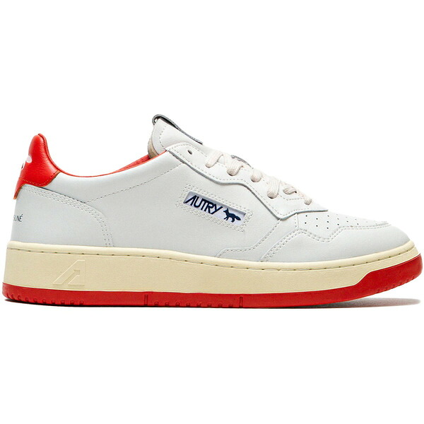 Autry オートリー メンズ スニーカー  【Autry Medalist Leather Low Maison Kitsun White Red】  大いさ EU_43(28.0糎) White/Red スニーカー-メンズ靴-靴