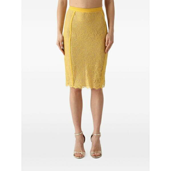 エリザベスフランキ レディース スコート ボトムス Lace detail MIDI skirt Yellow スカート-ボトムス