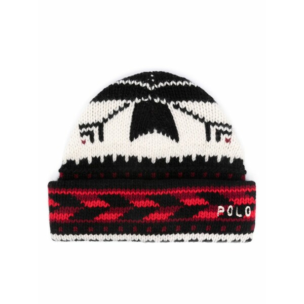 ラルフローレン レディース 帽子 アクセサリー Snowflake-motif wool beanie Black｜asty