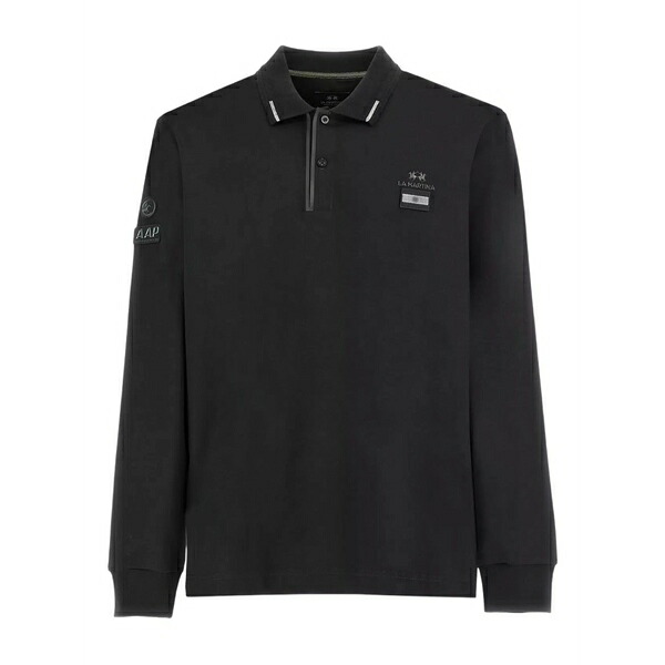 ラ マルティーナ メンズ スポーツシャツ トップス Booker long-sleeve polo shirt Black