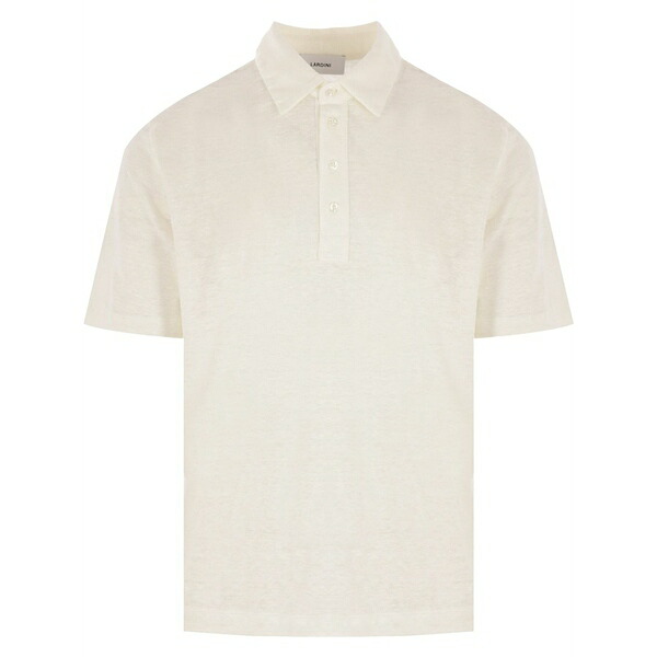 ラルディーニ メンズ スポーツシャツ トップス Linen polo shirt  White