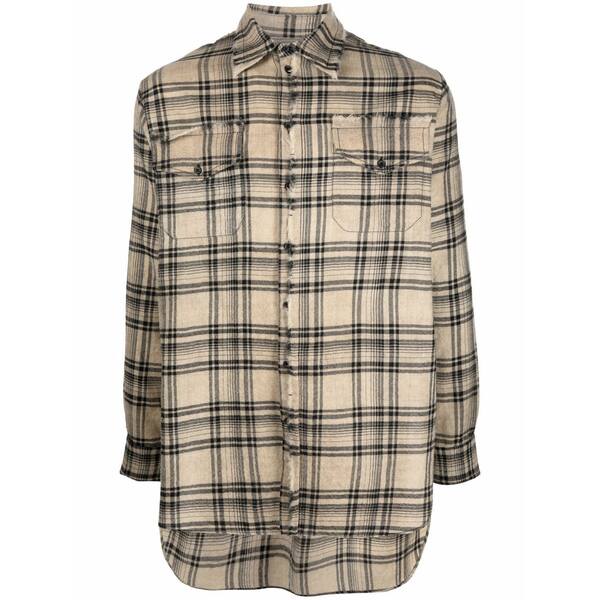 ユマ・一 メンズ プルオーバー トップス Oversized check shirt Neutrals