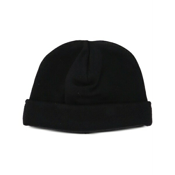 モスキーノ メンズ かぶり笠 付属品 Folded cotton beanie Black