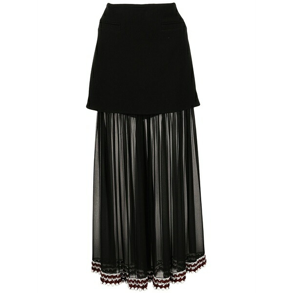 プロエンザショラー レディース スコート ボトムス Crochet-trim chiffon panel skirt Black