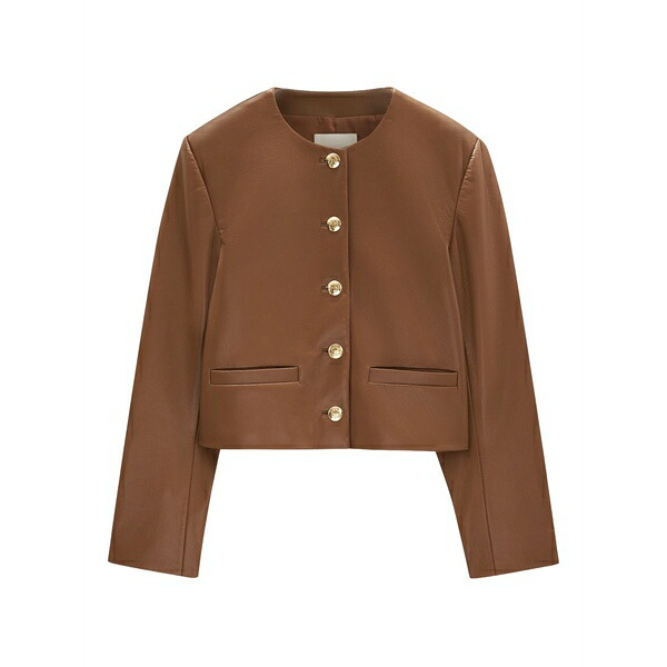 アニービン レディース 上衣＆上衣 アウター Button-fastening leather jacket Brown