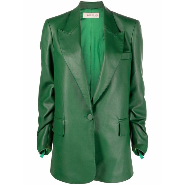 ブランカ ヴィータ レディース 上衣＆上衣 アウター Polished-finish single-breasted blazer Green レディースファッション-コート・ジャケット