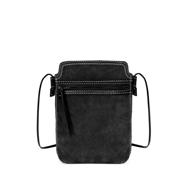 ドリス・ヴァン・ノッテン メンズ ショルダーバッグ 御徒面子 Stitching suede phone pouch Black
