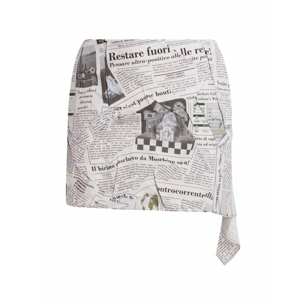 モスキーノ レディース スカート ボトムス Newspaper-print cotton mini skirt Grey｜asty