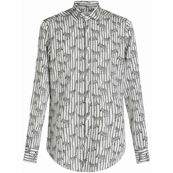 エトロ メンズ プルオーバー トップス Zebra-print long-sleeved shirt White