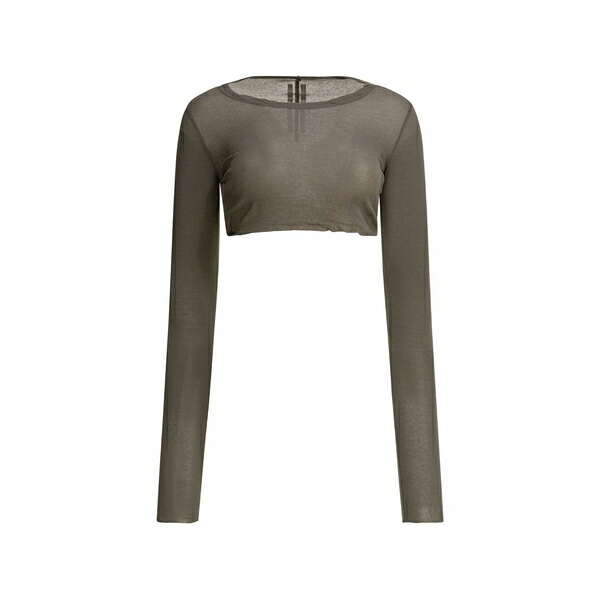 リックオウエンス レディース プルオーバー トップス Long-sleeved crop top Green