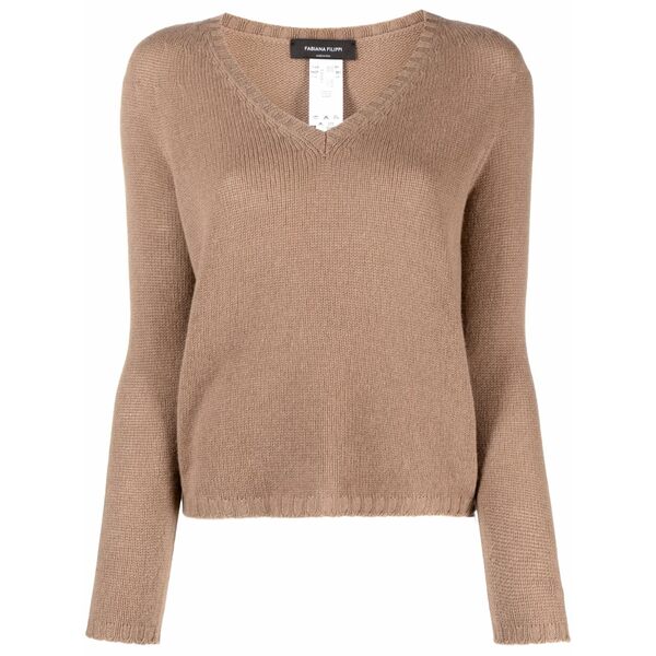ファビアナ フィリッピ レディース 編み物\u0026プルオーバー アウター V-neck cashmere sweater Brown