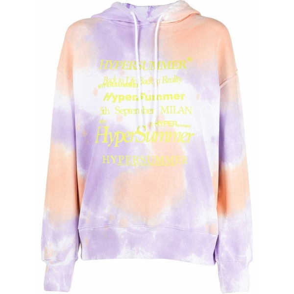 エムエスジイエム レディース パーカー・スウェットシャツ アウター Slogan-print tie-dye hoodie Purple