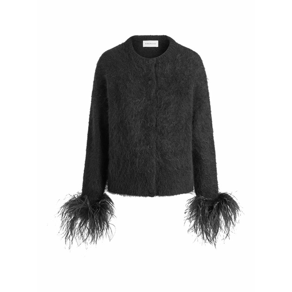 シックス青少年・アーリントン レディース ジレー アウター Feather-trim alena cardigan Black