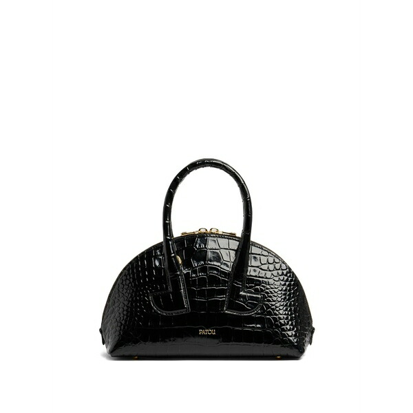 ジャンパトゥ レディース トートバッグ バッグ Le patou bowling crocodile-embossed half-moon bag Black