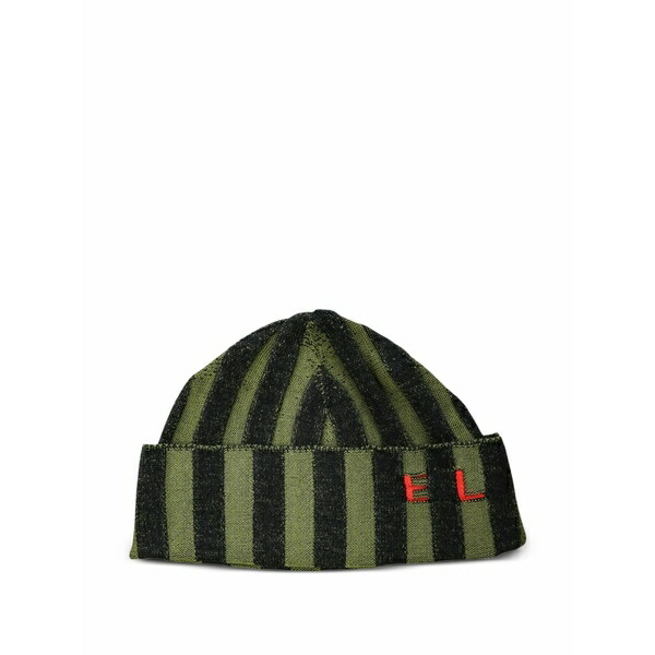 エコーズ・ラッタ メンズ かぶり笠 付属品 Striped logo-intarsia beanie hat Green