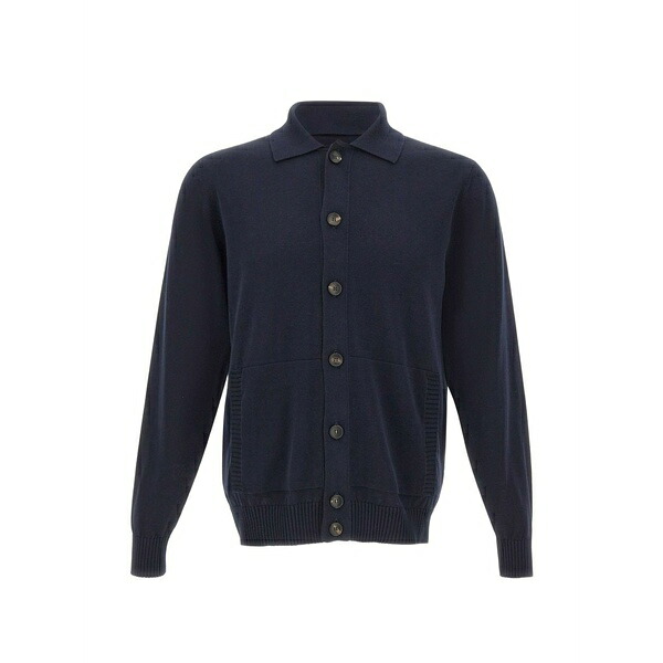 フィリッポ デ ラウレンティス メンズ カーディガン アウター Polo-collar cardigan Blue｜asty