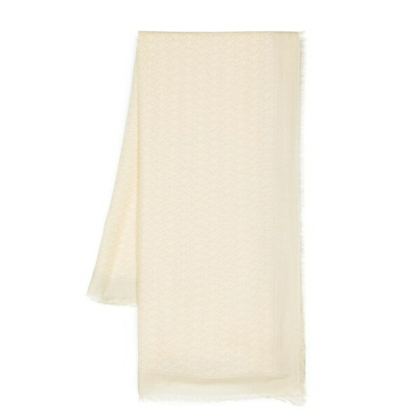 象牙色 レディース えり巻き・袈裟・えり巻き 付属物 Fringed-edge fine-knit scarf White
