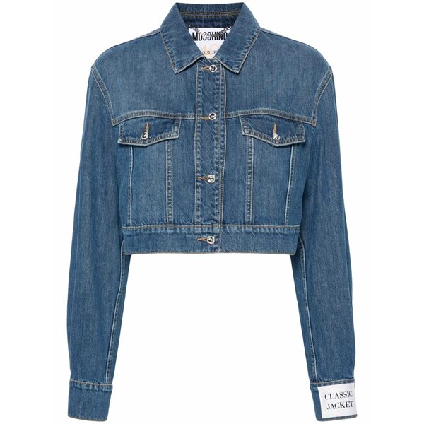モスキーノ レディース 上衣＆上衣 アウター Crystal-embellished cropped denim jacket Blue
