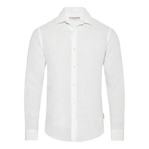 オールバー ブラウン メンズ シャツ トップス Giles linen shirt White｜asty