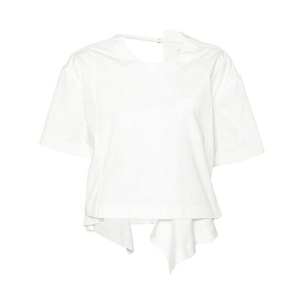 サカイ レディース ティーシャツ トップス Asymmetric poplin t-shirt White