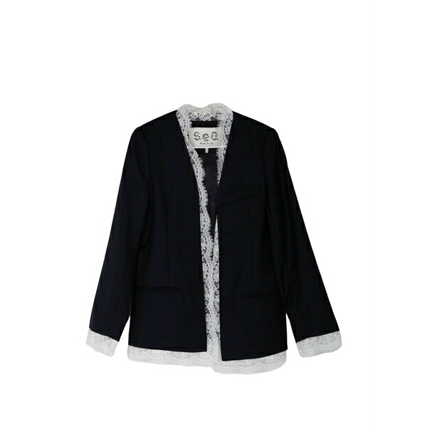 シー レディース 上衣＆上衣 アウター Fiora lace trim blazer Blue