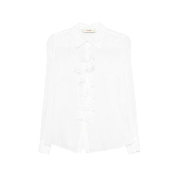 ユッカ レディース プルオーバー トップス Ruffled collared shirt White