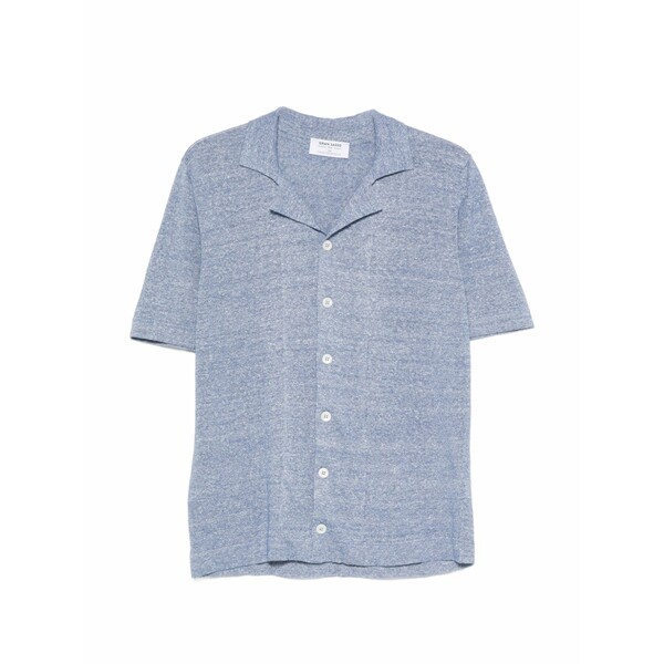 グランサッソ メンズ スポーツシャツ トップス Short-sleeve button-down polo shirt Blue