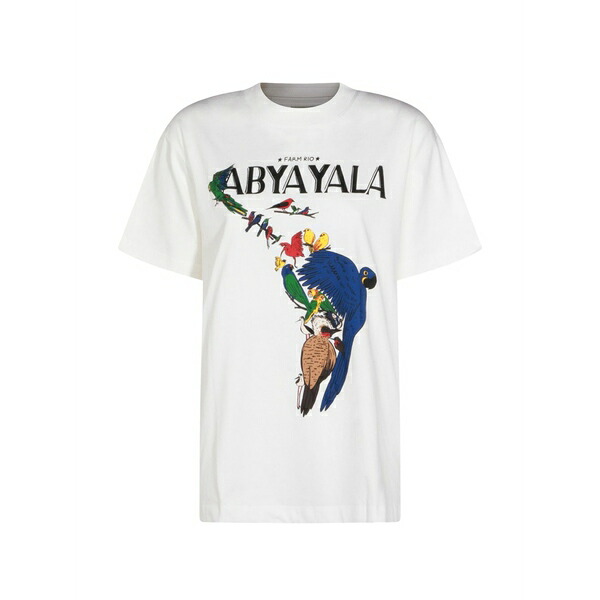 農園 リオ レディース プルオーバー トップス Parrot-print t-shirt White