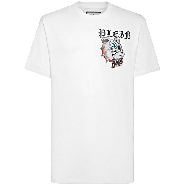 フィリップ飾り気の無い メンズ ティーシャツ トップス Bulldogs-print cotton t-shirt White Tシャツ・カットソー-トップス-メンズファッション
