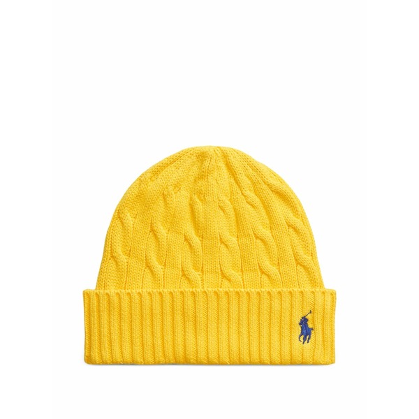 ラルフローレン レディース かぶり笠 付属品 Cable-knit ribbed beanie Yellow