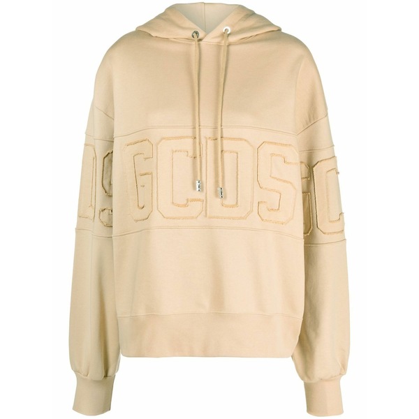 ジーシーディーエス レディース パーカー・スウェットシャツ アウター Logo-motif cotton hoodie Neutrals