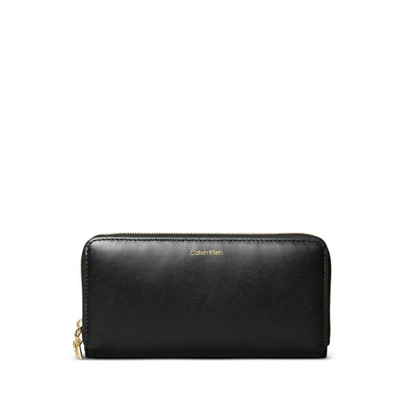 カルバンクライン レディース 財布 アクセサリー Logo-detail leather wallet Black｜asty