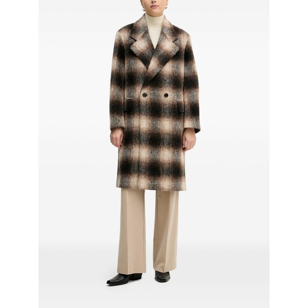 ジョープ レディース 厚地の外套 アウター Double-breasted checked coat Brown コート・ジャケット-レディースファッション