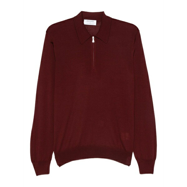 グランサッソ メンズ ニット\u0026セーター アウター Polo-collar sweater Red