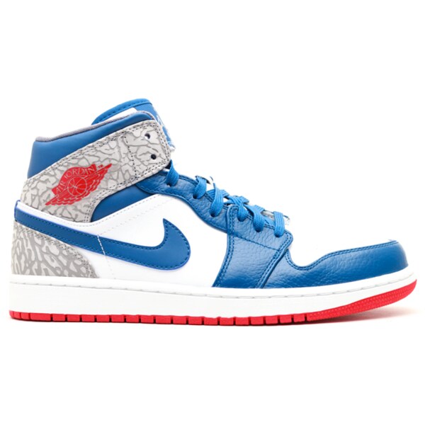 Jordan ジョーダン メンズ スニーカー  【Jordan 1 Retro Mid True Blue】  サイズ US_9.5(27.5cm) White/Fire Red-True Blue-Cement Grey