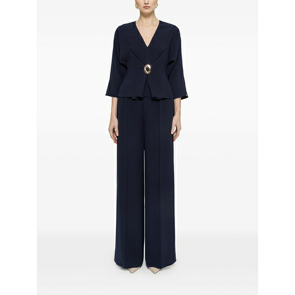 ニッサ レディース カジュアルパンツ ボトムス High-waisted crepe trousers Blue｜asty
