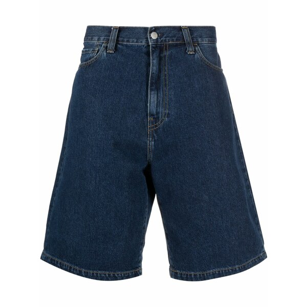 鉄道車両ハート形 メンズ 心地好いズボン下 ボトムス Logo-patch denim shorts  Blue
