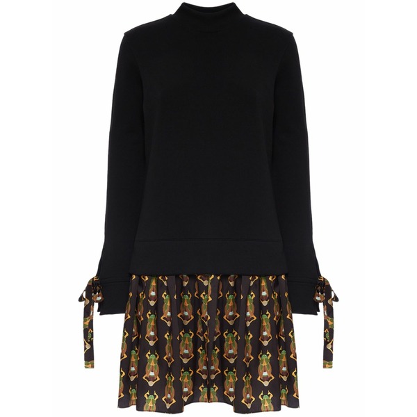 ラ・ダブル・ジェイ レディース ワンピース トップス Sporty graphic-print layered minidress Black|asty